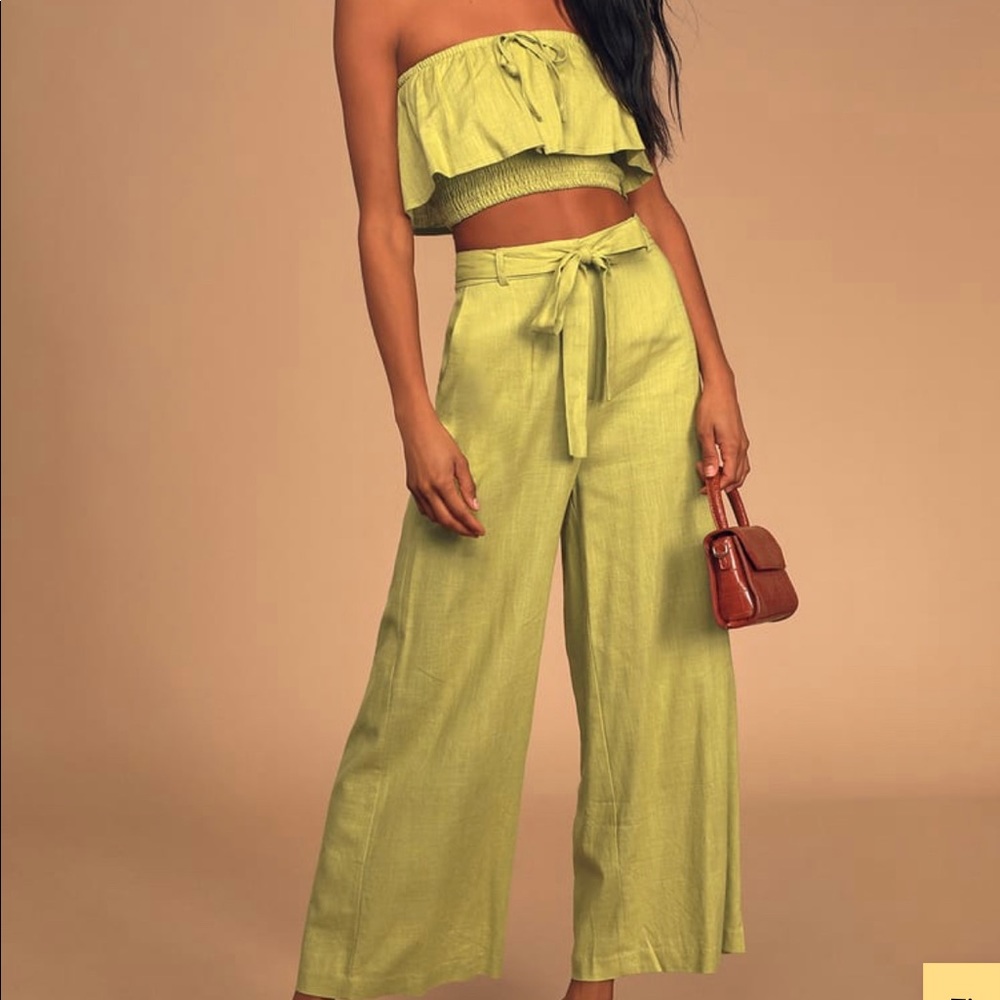 Crop top with matching pant lime green